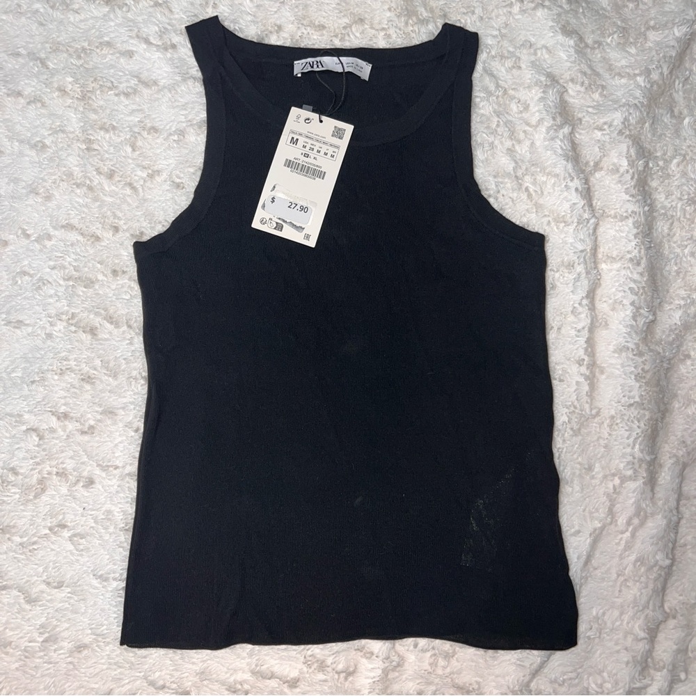 Women’s black ZARA sweater tank top (NWT) medium